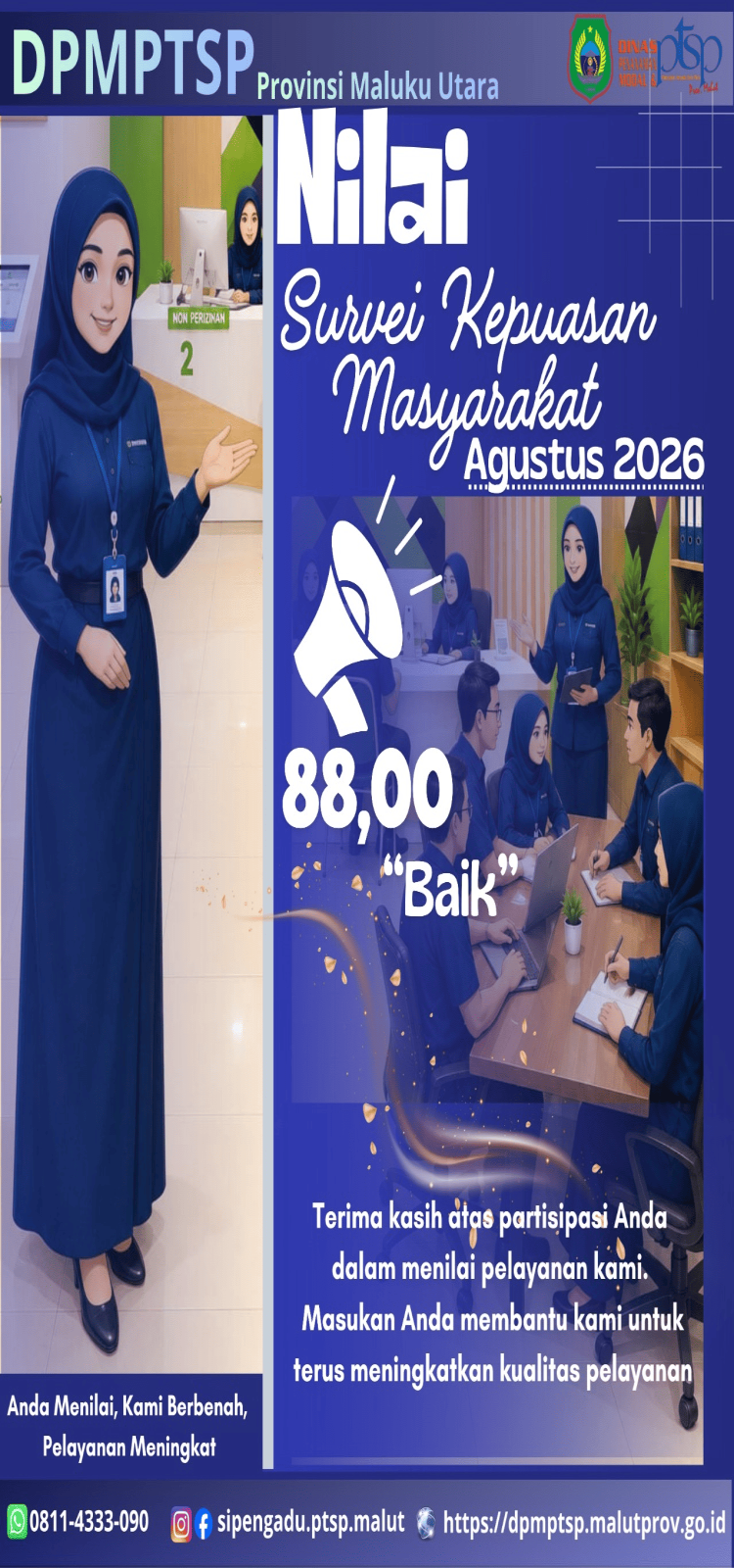 Hasil Survei Kepuasan Masyarakat Bulan  Agustus 2026